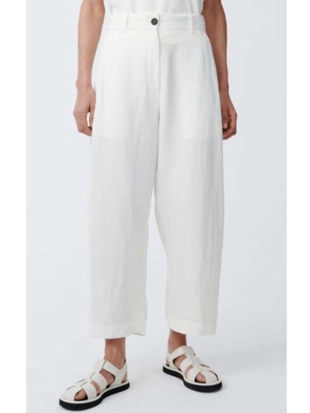Studio Nicholson || Chalco Wide Leg Crop Pant Linen Slub Parchment Cream 0 US 4